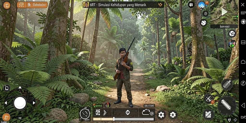 Screenshot gameplay 6RT yang menampilkan interaksi karakter dan lingkungan.
