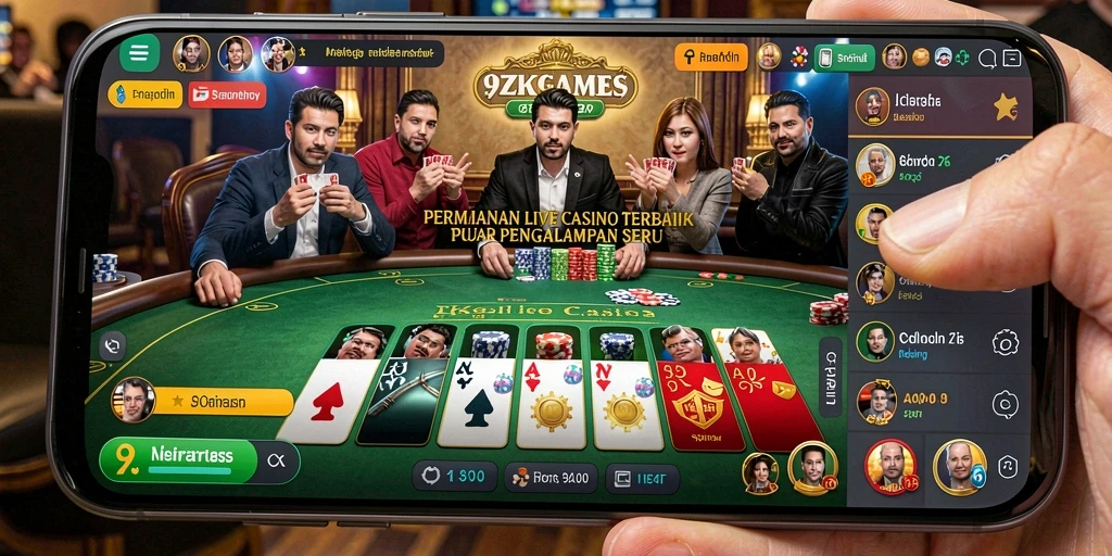 Tampilan permainan langsung di <strong>9ZKGAMES</strong> dengan dealer dan interaksi pemain.