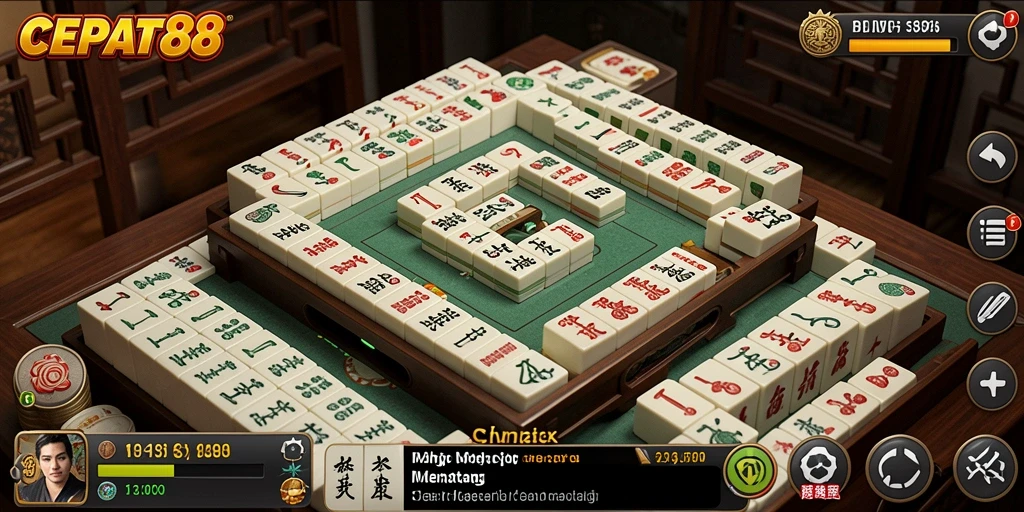 Screenshot gameplay CEPAT88 menampilkan momen seru bermain Mahjong.
