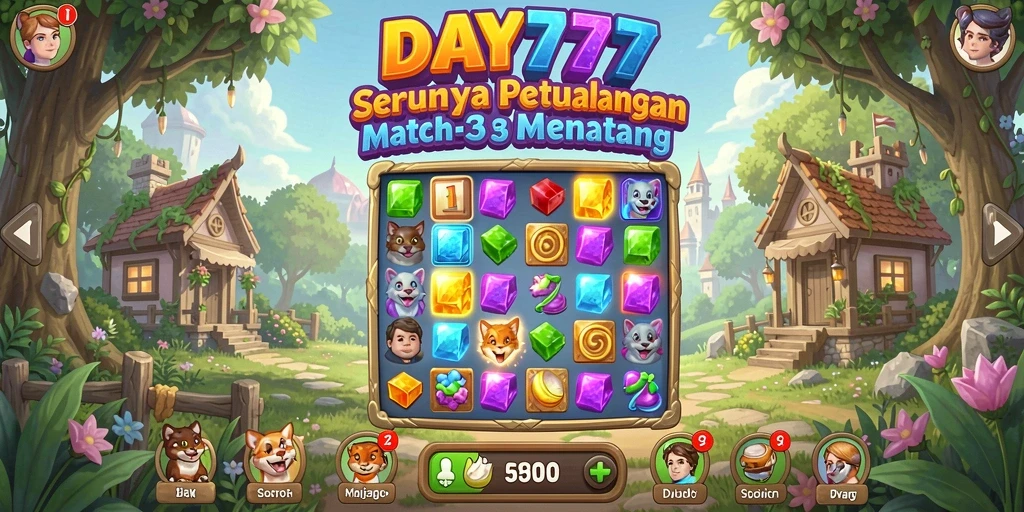 Screenshot utama DAY777 menampilkan gameplay seru dengan elemen colorful.