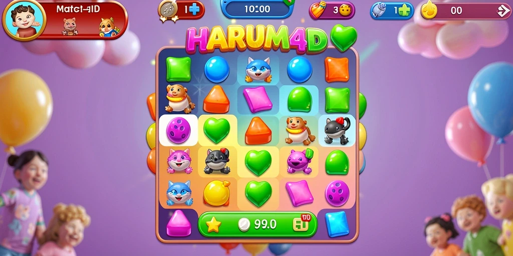 Gameplay seru dan menantang di HARUM4D Match-3.