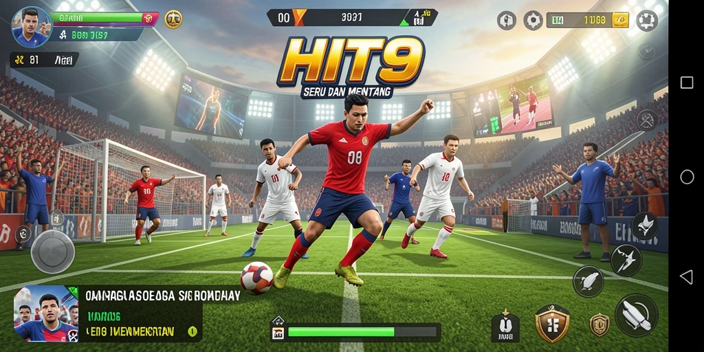 Tangkapan layar HIT9 menunjukkan gameplay seru dalam pertandingan olahraga.
