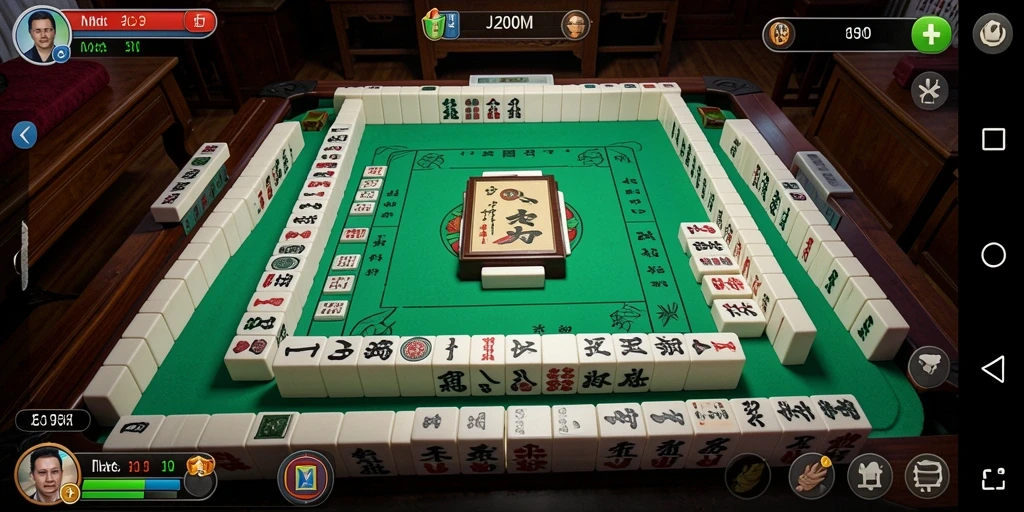 Tampilan gameplay J200M yang penuh aksi Mahjong.