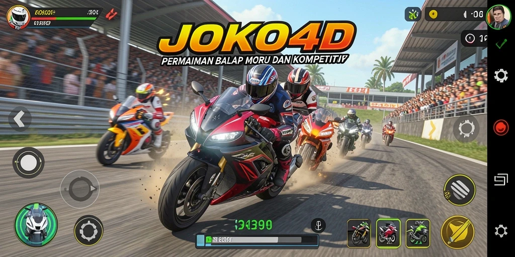 Screenshot JOKO4D menampilkan aksi balap motor mendebarkan.