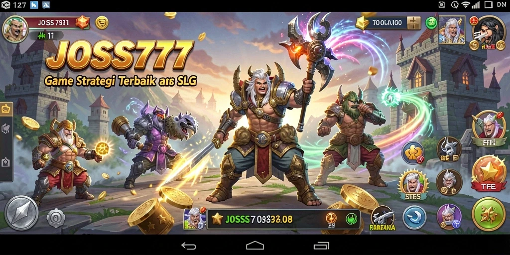 Tangkapan layar JOSS777 menampilkan aksi pertempuran yang seru dalam gameplay SLG.