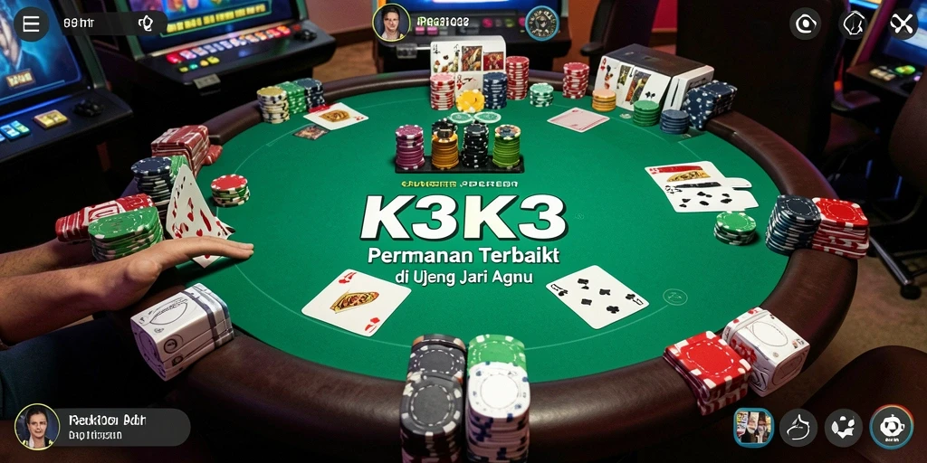 Screenshot K3K3 menampilkan aksi seru permainan poker.