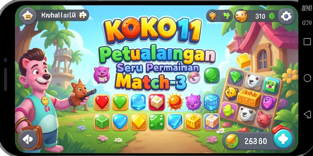 Tangkapan layar gameplay KOKO11 menampilkan efek visual yang memukau dari permainan Match-3.