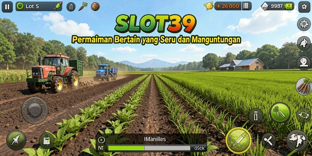 Tampilan menarik dari gameplay SLOT39 saat bertani di ladang.