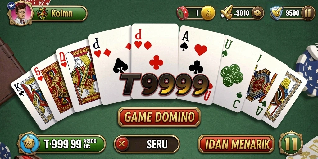 Gameplay seru T9999 dalam permainan Domino yang menantang.