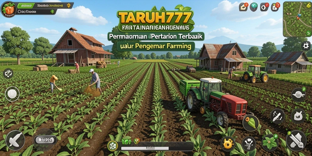 Screenshot gameplay TARUH777 menampilkan pertanian yang hijau dan subur.