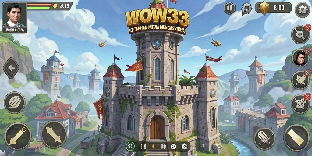 Screenshot WOW33 menampilkan gameplay seru Tower Defense.