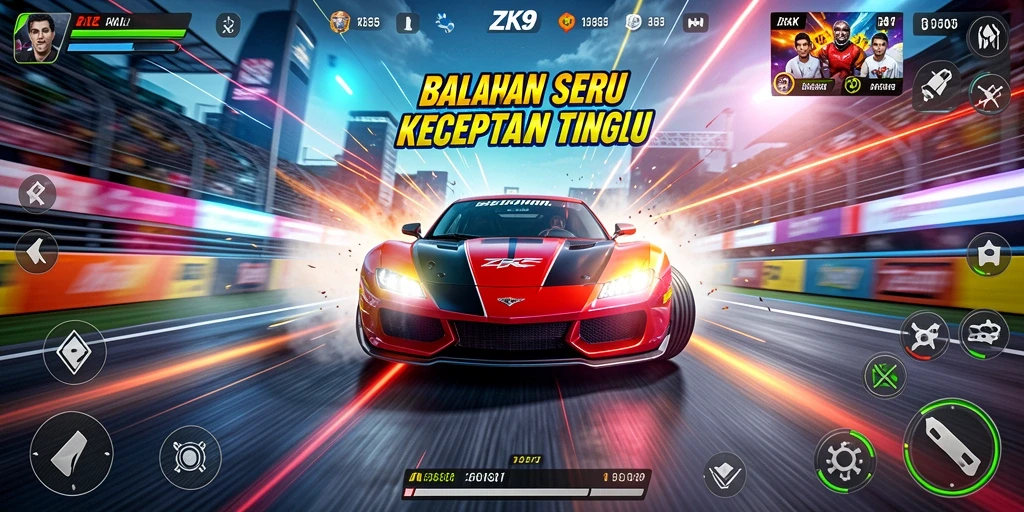 Tampilan menarik dari gameplay ZK9 dengan aksi balapan yang mendebarkan.